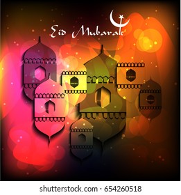 Ramadan Kareem  vector illustration with on shiny abstract night background with text