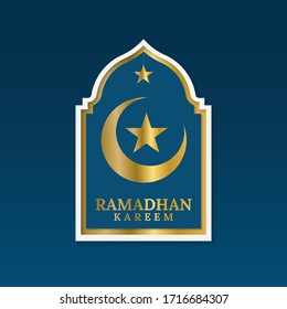 Ramadan Kareem Vector Illustration with shiny ornaments isolated on blue background