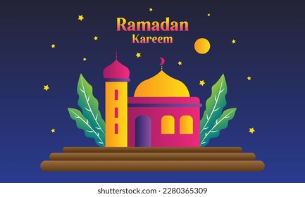 ramadan kareem vector and mosque for moslem praying