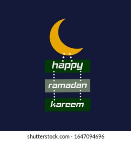 ramadan kareem vector, poster religion, moon and lettering
