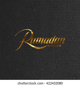 Ramadan Kareem. Vector typographic illustration of handwritten Ramadan Kareem retro label. Lettering composition of muslim holy month 