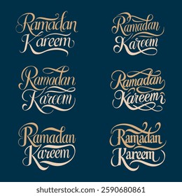 Ramadan Kareem vector typography design set featuring Islamic calligraphy and elegant lettering. Perfect for greeting cards, prints, apparel, and festive decorations.







