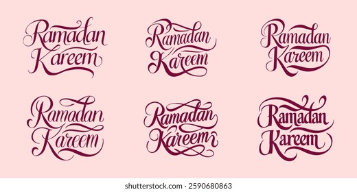 Ramadan Kareem vector typography design set featuring Islamic calligraphy and elegant lettering. Perfect for greeting cards, prints, apparel, and festive decorations.







