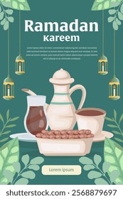 ramadan kareem vertical banner illustration in flat design