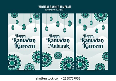 Área de espacio de banners web verticales de Ramadan Kareem y fondo