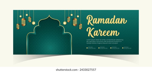 Ramadan Kareem Web Background Banner de superventa con podio para la exhibición del producto. Afiche promocional de Ramadán Mega Big Sale y publicación en medios sociales. Plantilla de diseño de banner de promoción de oferta especial islámica