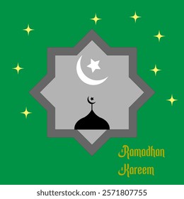 Ramadan Kareem window background. Modern Islamic greeting card template and wallpaper design. Vector illustration of social media poster and banner