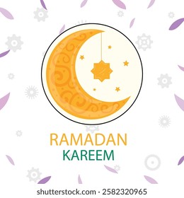Ramadan Kareem window and lantern backgrounds. Modern Islamic greeting card template and wallpaper design. Poster and social media banner