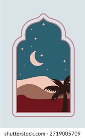 Fondos de ventana y linterna de Ramadán Kareem. Plantilla de tarjeta de felicitación islámica moderna y diseño de Fondo de pantalla