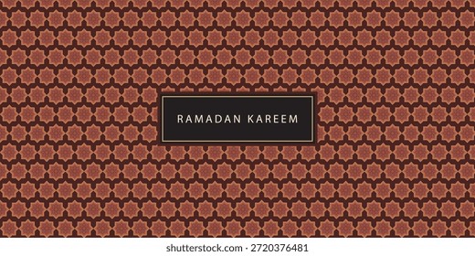 Ramadan Kareem window and mosque backgrounds. Eid mubarak or Modern Islamic greeting cards, Poster and social media banner template with geometric pattern overlay effect in trendy warming brown colors.