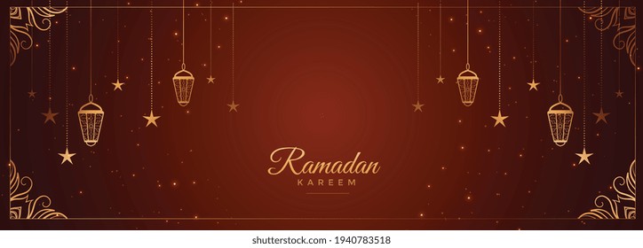 ramadan kareem wishes banner with arabic decoration