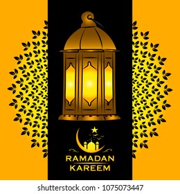 Ramadan Kareem wishes vector illustration with islamic design elements. Can be used for poster, banner, greetings, background, logo, emblem, card, print design, logo and template.