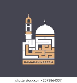 Ramadan Kareem word with mosque design