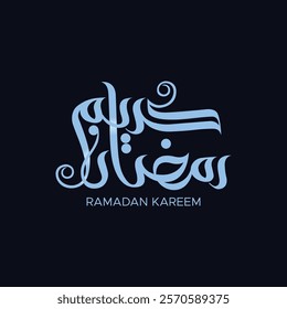 Ramadan Kareem written in Arabic handwritten calligraphy, greeting calligraphy for Ramadan celebration month, Translation: Blessed Ramadan Month