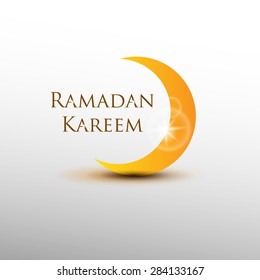 Ramadan Kareem with yellow moon. Vector Illustration