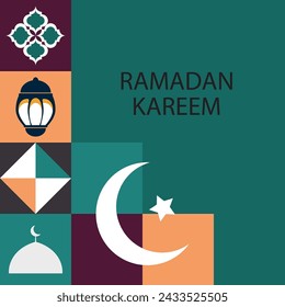 Ramadan Kareem, Islamische Grußkartenvorlage mit Ramadan für Tapetendesign, Poster, Medienbanner.