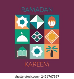 Ramadan Kareem, Islamische Grußkartenvorlage mit Ramadan für Tapetendesign, Poster, Medienbanner.