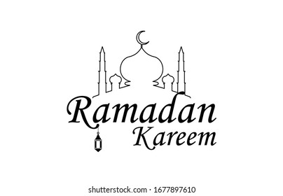 ramadan kareem.ramadan design with a mosque image and a half month on it.vector illustration