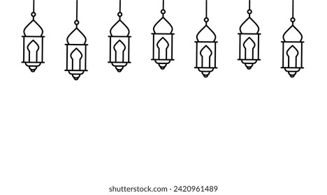Ramadan kareem,vector of lantern isolated black and white template background