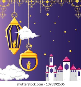 ramadan kareen celebration card with mosque