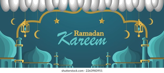 Ramadan karem banner. Islamic theme background. arap wishes and prayers poster template