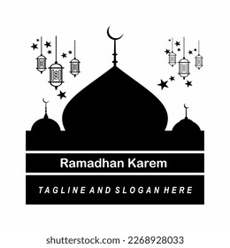 Ramadan karem black and white simple logo .to commemorate ramadan day of muslims