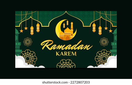 Plantilla de fondo de ilustración horizontal de Ramadan karem