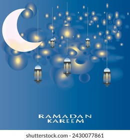 Ramadan Karem vector icon on blue background