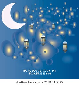 Ramadan Karem vector icon on blue background