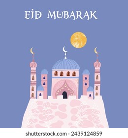Ramadan Karim, Eid Mubarak, Islamic holiday vector illustrations, greeting card, Arabic architecture cards, template and background for poster, greeting or postcard.