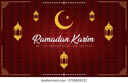Fondo de saludo de karim de Ramadán, diseño de linterna roja islámica
