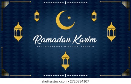 Fondo de linterna de Ramadán karim, ilustración festiva azul islámico