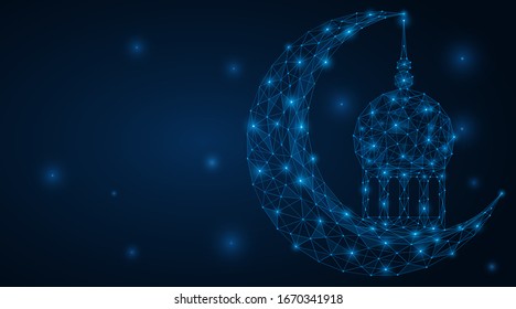 Ramadan Karim. The moon and the dome of the minaret. Muslim religious holiday.