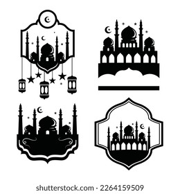 Ramadan karrem, Eid al-Fitr, Mosque Decoration Silhouette Design