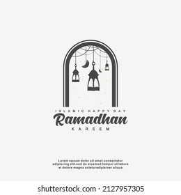 ramadan karrem lamp concept silhouette vector illustration