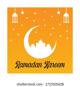 Ramadan Karrem Yellow Background Vector Template Design