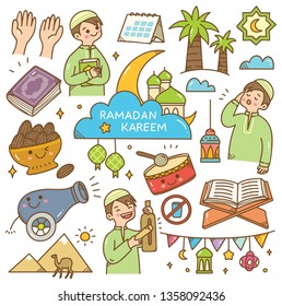 Ramadan kawaii doodle