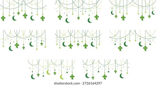 Ein Ramadan Ketupat Hängedesign mit traditionellen gewebten Formen und einem festlichen islamischen Stil.