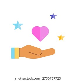 Ramadan Kindness Illustration with Open Hand and Heart Symbol