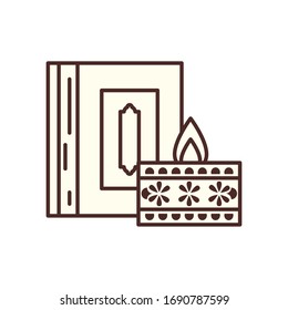 Ramadan koran book and candle line style icon design, Islamic muslim religion culture belief religious faith god spiritual meditation and traditional theme Vector illustration