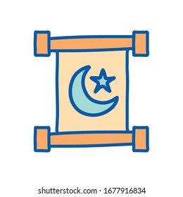 Ramadan koran line and fill style icon design, Islamic muslim religion culture belief religious faith god spiritual meditation and traditional theme Vector illustration