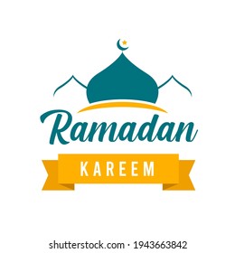 Ramadan label in flat design style. Vector illustration.