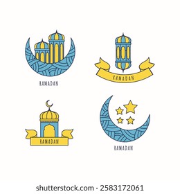 Ramadan labels collection in hand drawn style