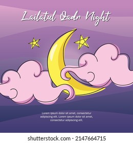 Ramadan Lailatul Qadr Night Design With Hand Drawn Style