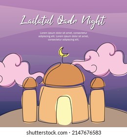 Ramadan Lailatul Qadr Night Design With Hand Drawn Style