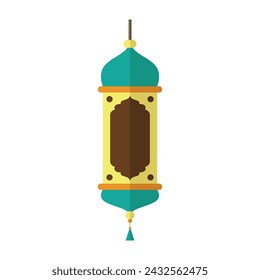 Ramadan lamp flat colorful style. Old east holiday lamp vector illustration