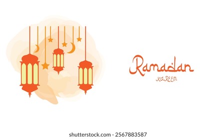 Ramadan lamp greeting card design 