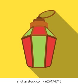 Ramadan lamp icon in flat style isolated on white background. Arab Emirates symbol stock vector illustration.