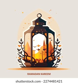 Ramadan lamp illustration, islamic design background