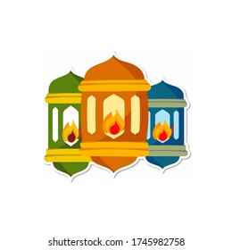 Ramadan lamp stickers with a flame - Vector eps10